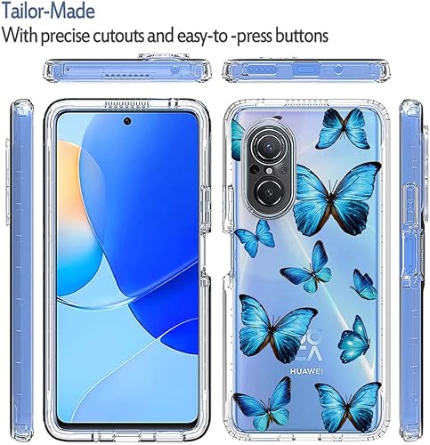 Miniatura 5 de Funda para Nova 9 SEHonor 50 SE JLN-LX1 JLN-LX3 con protector de pantalla de vidrio templado, cuerpo completo transparente floral TPU Slim Funda