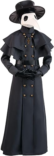 Disfraz clásico de médico de la peste para niños, traje medieval de peste negra con sombrero y máscara de pájaro