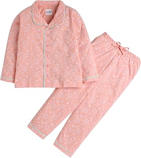 BUMZEE Peach Girls Full Sleeves Cotton Night Suit (Peb9185) Price In India