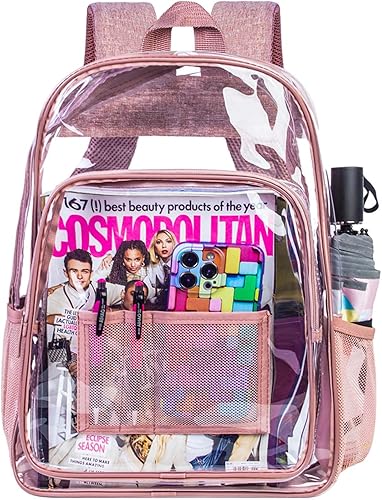 AGSDON Mochila transparente, resistente bolsa transparente para libros, mochilas de PVC transparente para mujeres y hombres