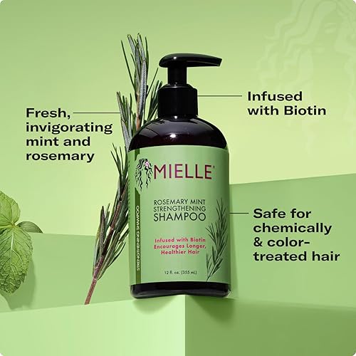 Miniatura 5 de Mielle Organics Champú de biotina fortalecedor del cabello con menta y romero - Champú hidratante para el cabello para mujeres y hombres para