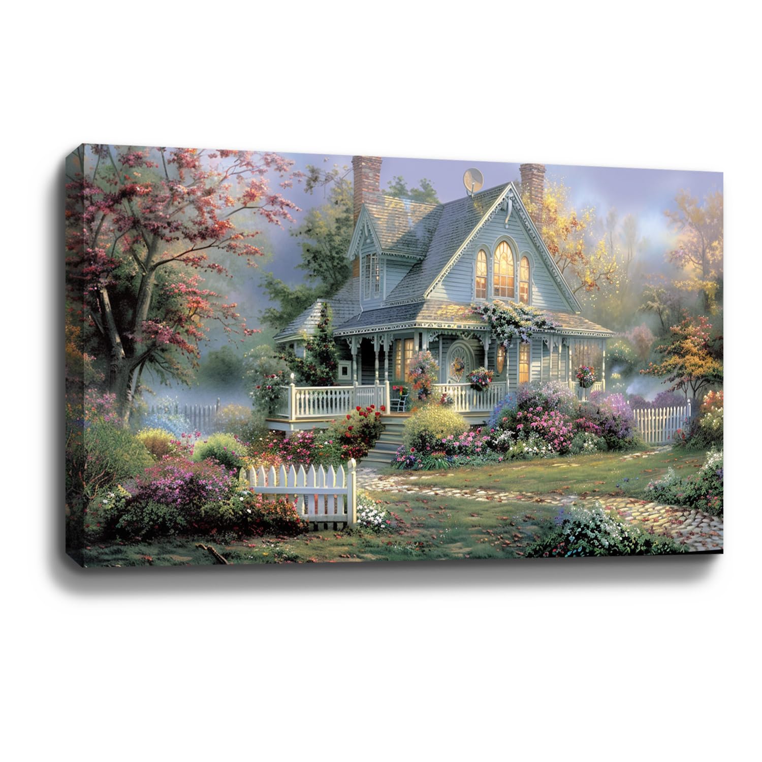 Bohu Arts Village Inn Thomas Kinkdade Painting Kinkade Wall Art Framed Canvas Art Ready To Hang