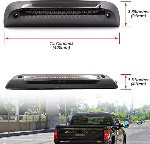 Miniatura 7 de NSLUMO Tercera luz de freno LED de repuesto para Chevy Silverado GMC Sierra 1500 2500HD 3500HD rojo estroboscópico trasero tercer centro de freno de