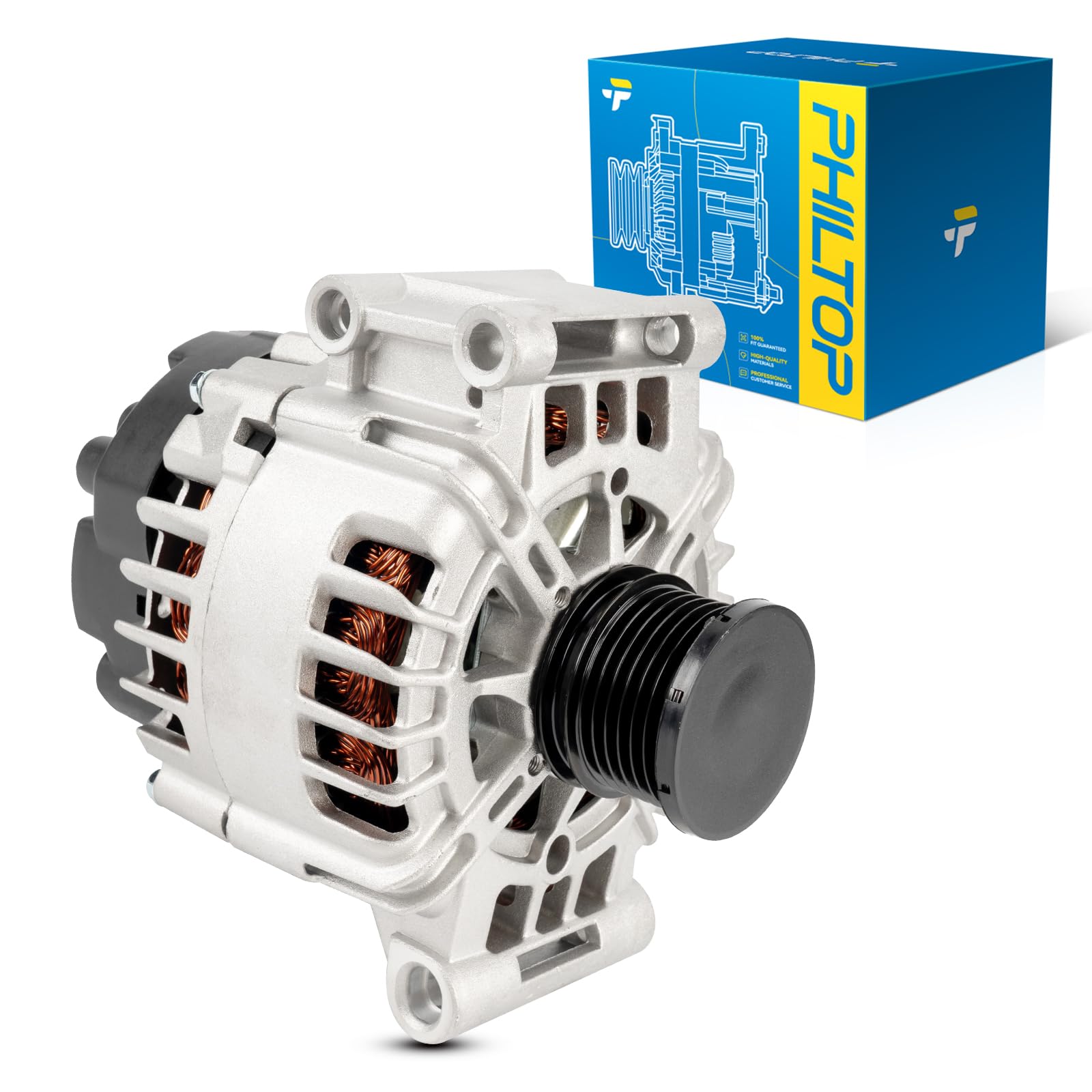 Photo 1 of PHILTOP Alternator Compatible with Mini Cooper 2010-2013 All Models, Cooper 2007-2009 2014-2015 1.6L 1.6T Replace 11334N 12V 120Amp CW SC6 6-Groove Pulley