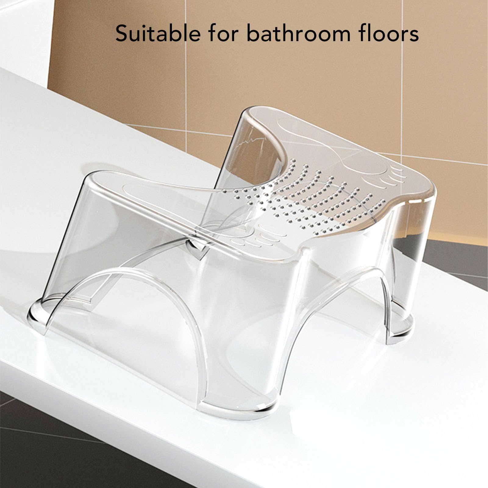 Toilet Stool Squat for Adults, Non-Slip Squatting Poop Stool for Bathroom, Portable Toilet Step Stool for Adult/Kids, Portable Toilet Step Stool, Foot Rest Stool, Compact & Lightweight (White)