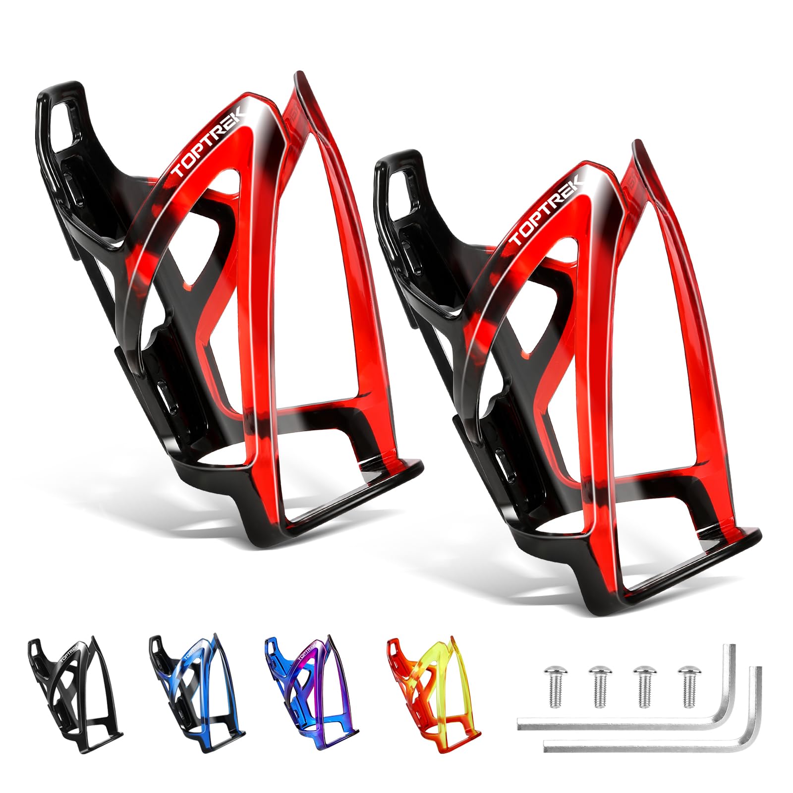 Toptrek Flaschenhalter Fahrrad, Farbverlaufen Getränkehalter Fahrrad 36g Leicht PC Fahrrad Flaschenhalter Haltbar für 6.5-8cm Wasserflaschen, Trinkflaschenhalter Fahrrad für MTB Rennrad Mountainbike