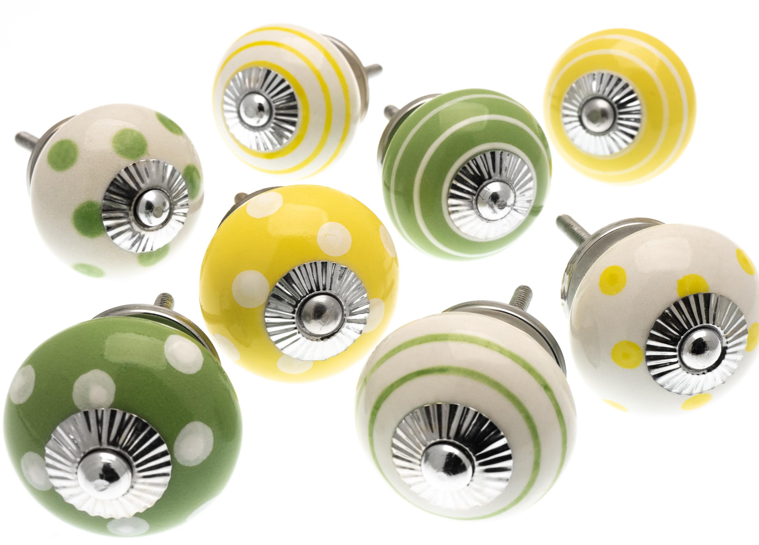 Mango Tree - Mixed Set of Multi Coloured Ceramic Cupboard Knobs x Pack 8 (MG-612)