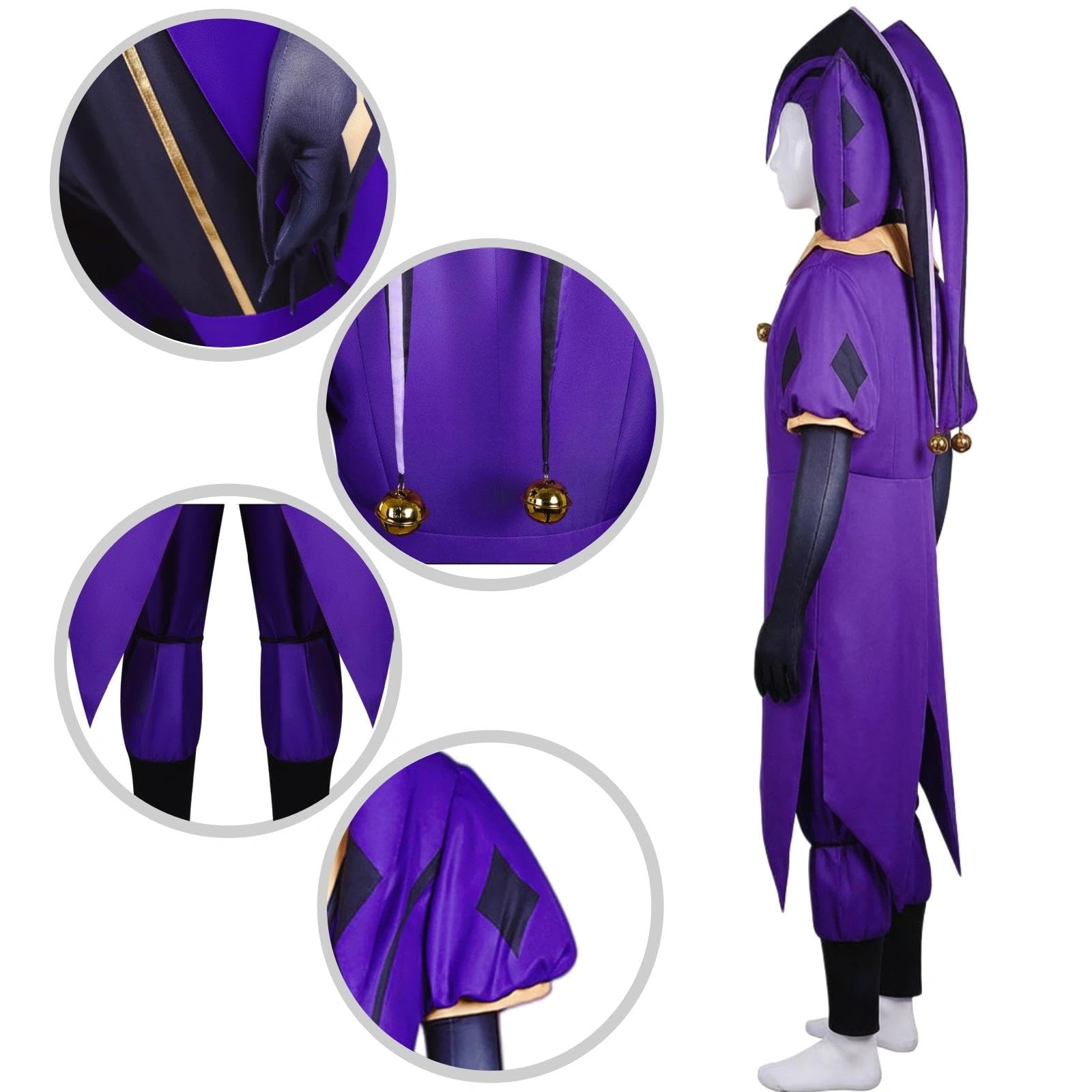 Halloween Kostüm für Erwachsene, Karneval Rollenspiel Cosplay Komplettset – Jester Stil