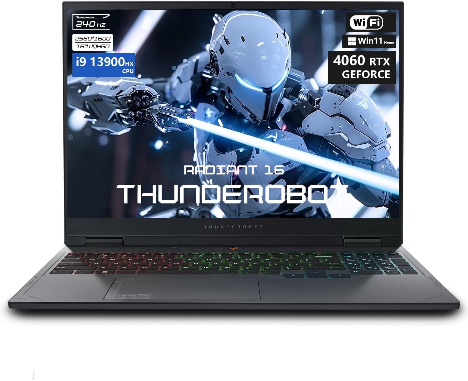 Thunderobot Radiant 16 i9 4060 2.5K Gaming Laptop, 16" WQXGA 240Hz Display, Core i9-13900HX, GeForce RTX 4060, 64GB DDR5 RAM, 2TB PCIe SSD, RGB Backlit Keyboard, Wi-Fi 6, Win 11 Home,