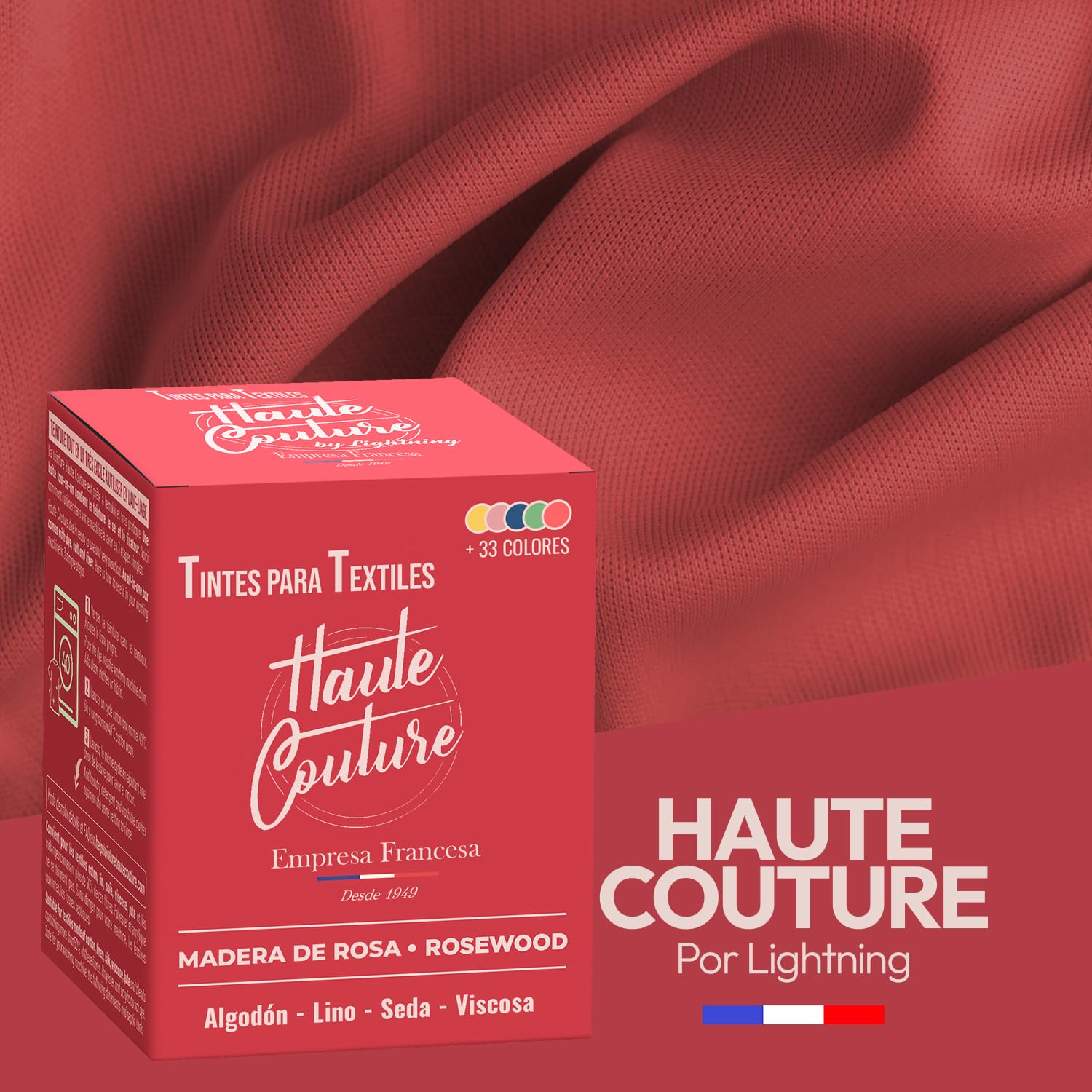 Haute Couture - Tinte para Ropa y Textil Rosa - Madera de Rosa - 350g - Tinte Textil Todo en uno - Listo Para Teñir Ropa y Tejidos