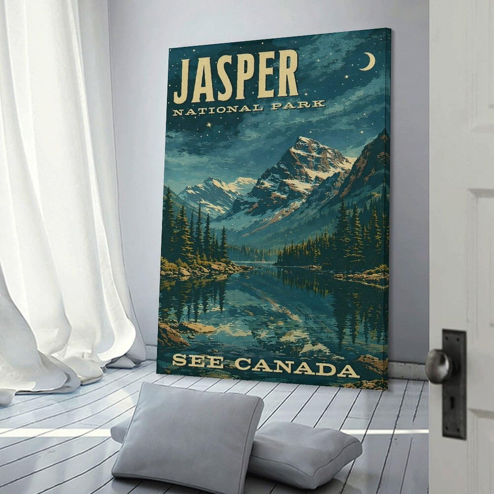 Junmoney Decorative Wall Artwork Jasper National Park Vintage, 24x36inch(60x90cm), for Living Room, Bedroom Or Apartment Walls, Decorative Artwork for Empty Walls