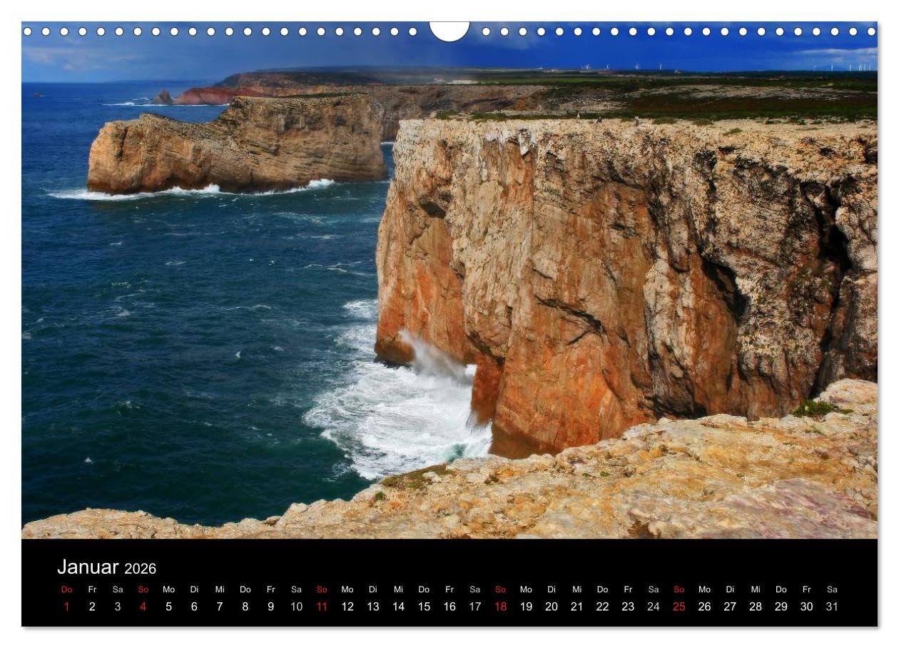 Zauber der Algarve (Wandkalender 2026 DIN A3 quer), CALVENDO Monatskalender: Küstenlandschaften und Orte an der Felsenalgarve in leuchtenden Farben.