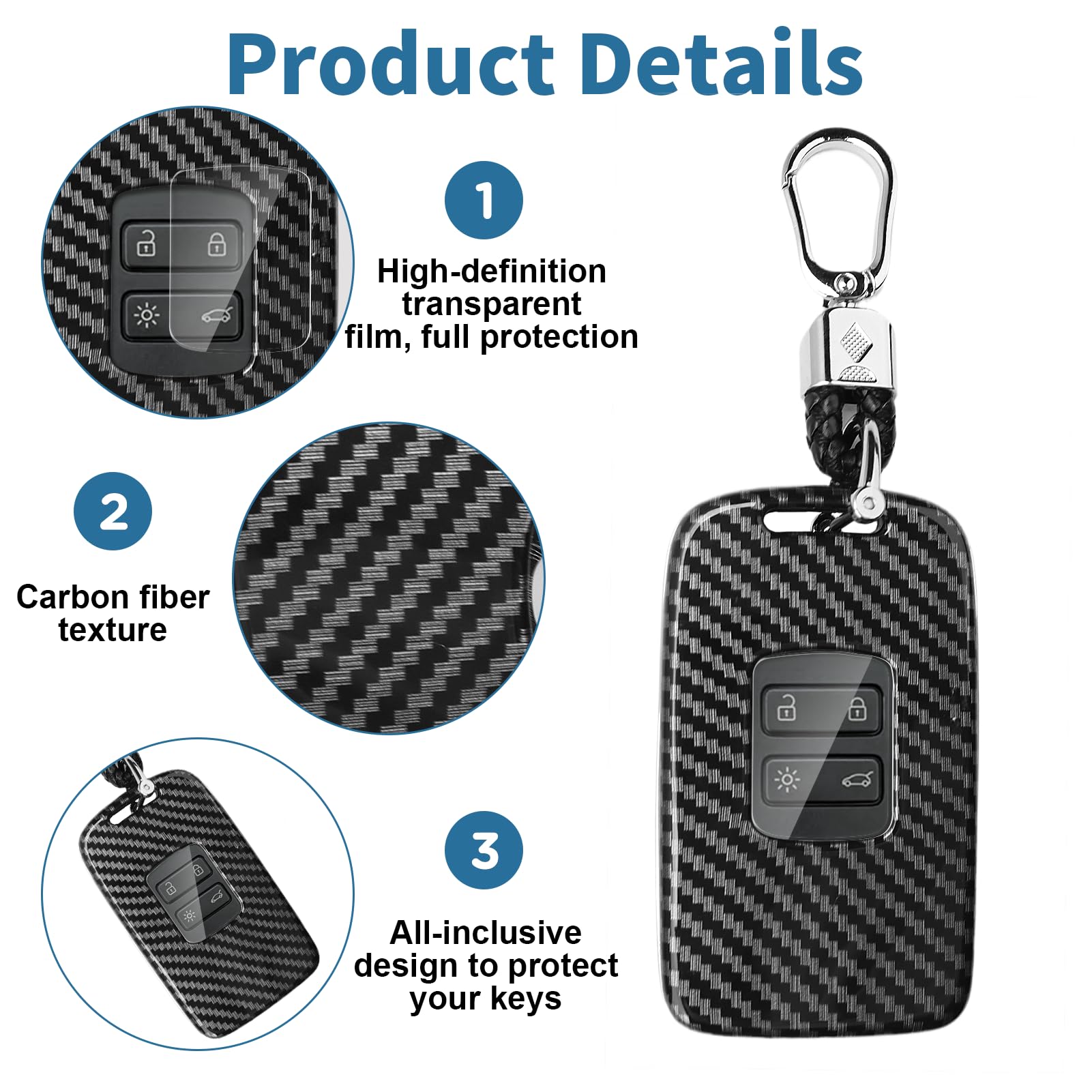 Coque De Clé Renault - Compatible Modèles 2016-2021 (Clio, Captur, Kadjar, Etc.) - Effet Fibre De Carbone ABS - Protection Anti-rayures