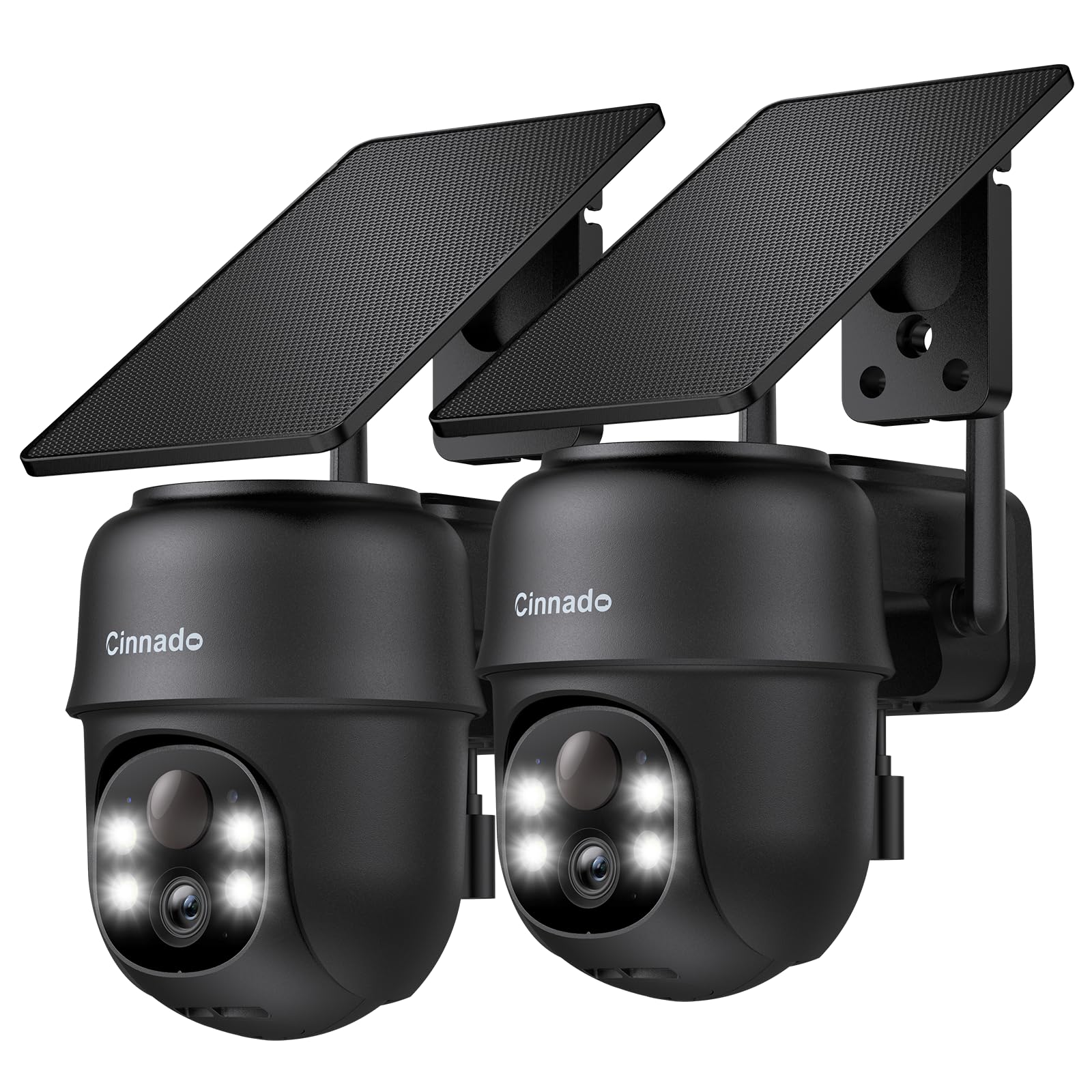Cinnado Überwachungskamera Aussen Akku Solar - 2K Kamera Überwachung Aussen Solar, WLAN Kamera Outdoor mit PTZ, PIR Bewegungsmelder, Farbnachtsicht, Zwei-Wege-Audio, 2er Set