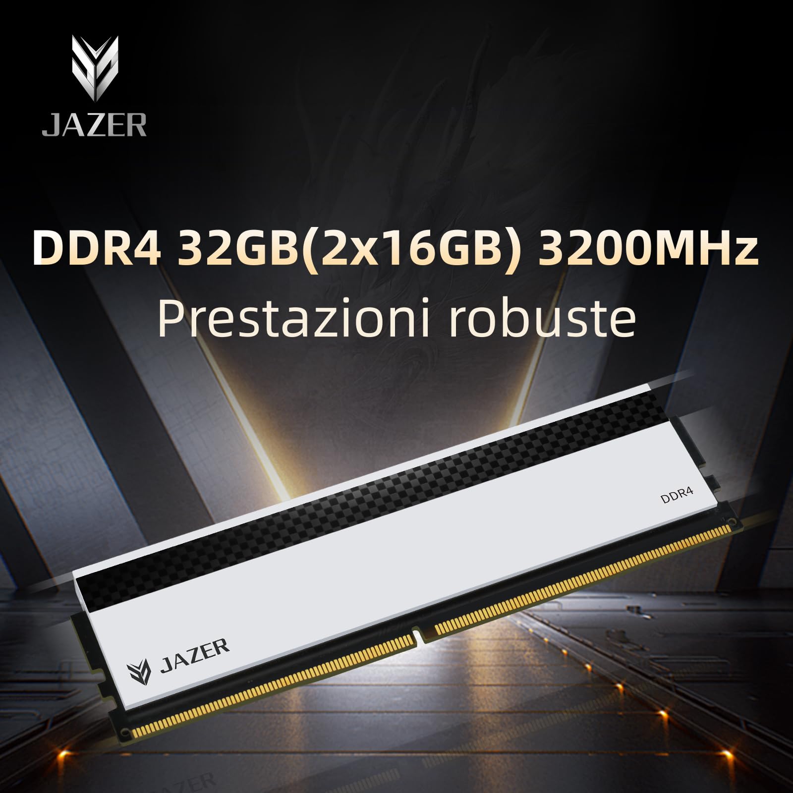 JAZER DDR4 RAM 32GB (2x16GB) 3200MHz CL18, XMP 2.0 Übertaktung, 1.35V UDIMM Desktop Speicher, Hochleistungs-Gaming Arbeitsspeicher