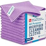 12 x 12 Pro Multi-Surface Microfiber Cleaning Cloths | Purple - 12 Pack | Premium Microfiber Towels for Cleaning Glass, Kitchens, Bathrooms, Automotive, Supplies & Products