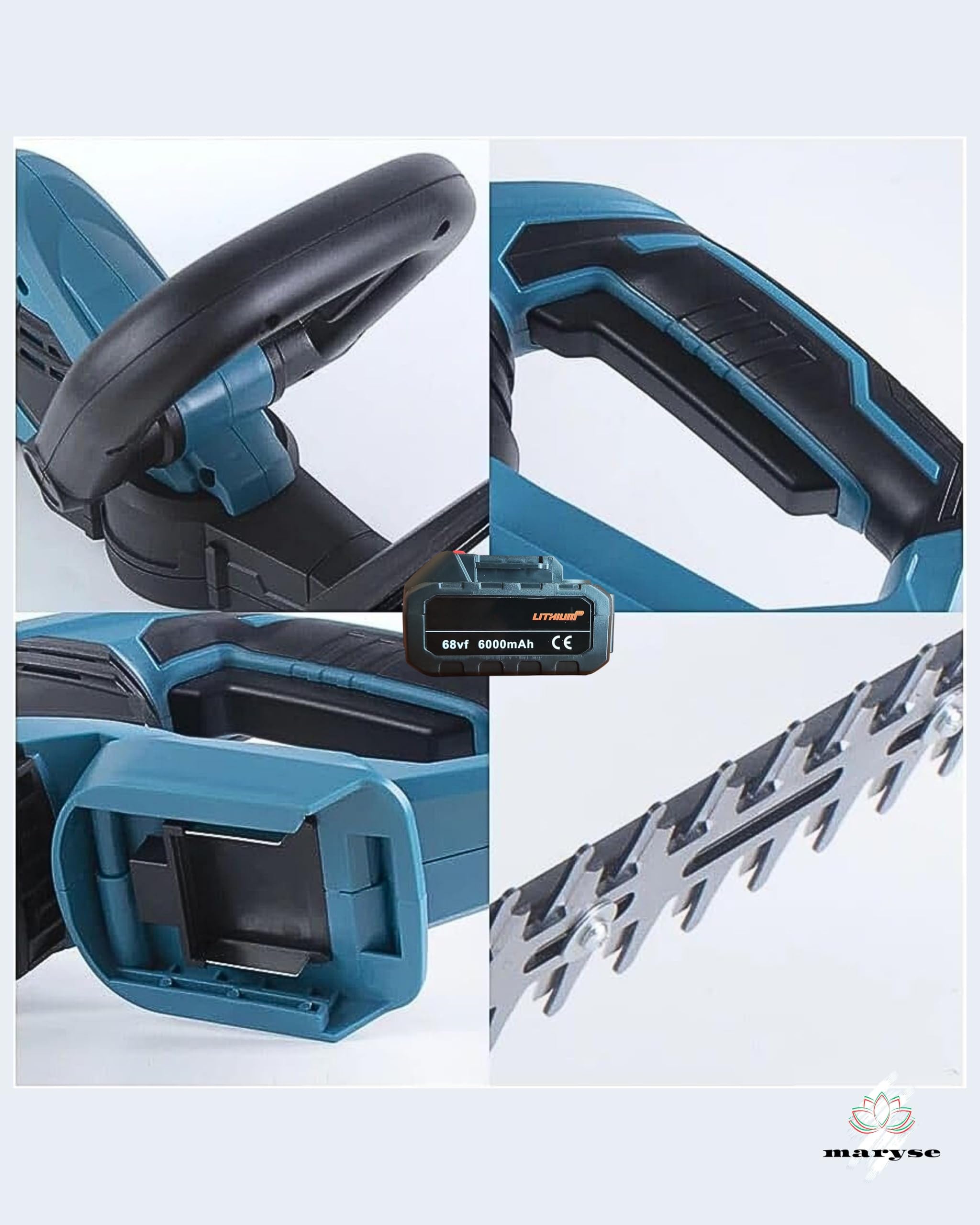 Tagliasiepe a Batteria con 2 Batterie Lunghezza di Taglio 510 mm, Leggero, Potente, Senza Fili - Ideale per Giardini e Siepi