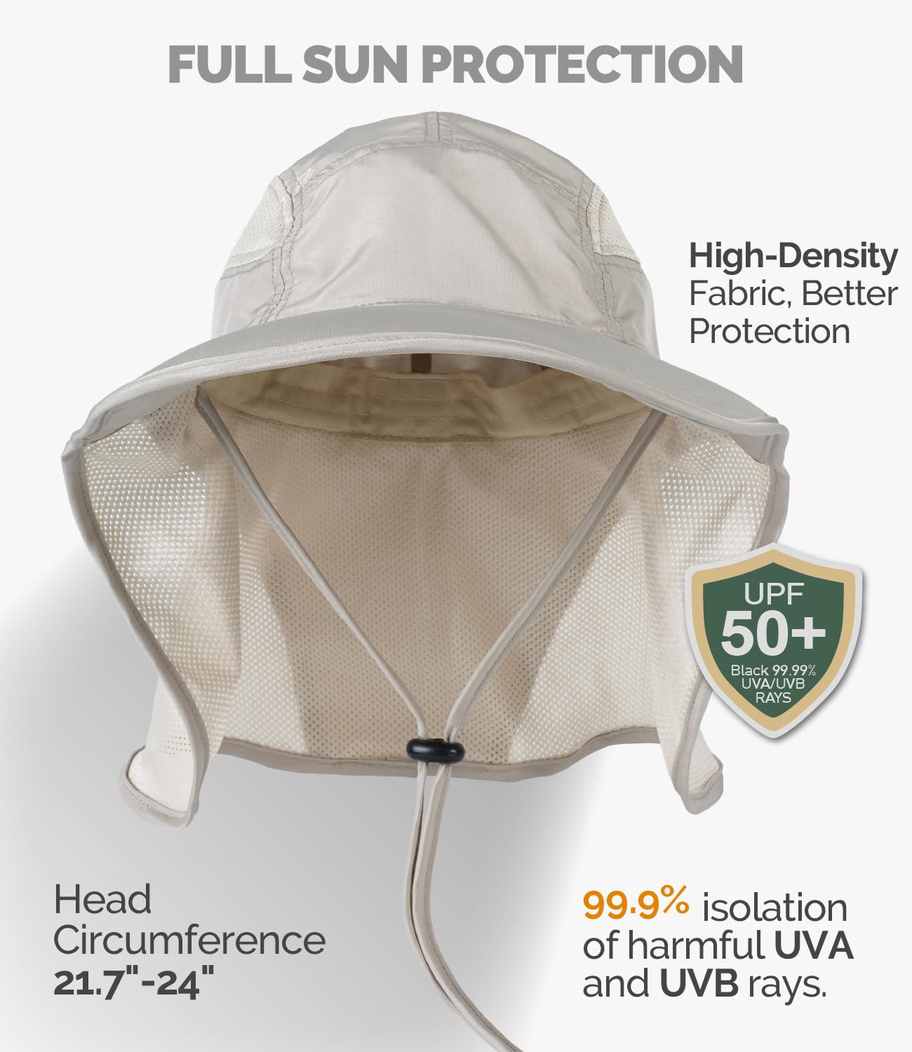 Hat Hut Sombrero de sol ultraligero con solapa para el cuello, UPF 50+, ala ancha, transpirable, para senderismo, pesca y senderismo para hombre