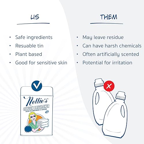 Miniatura 3 de Nellie's Abrillantador de oxígeno, removedor de manchas ecológico y potenciador de lavandería, potente limpieza con oxígeno para blancos más blancos