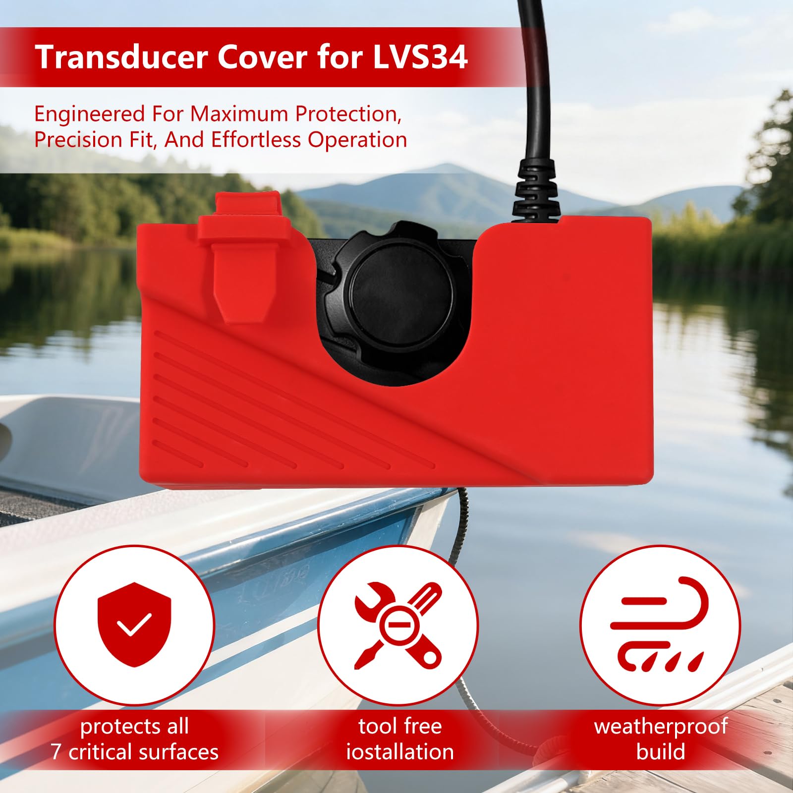 Housse de transducteur de voyage pour Garmin Livescope Plus LVS34 | Coque de transducteur en silicone souple pour Lowrance ActiveTarget 2, protégez votre transducteur (rouge)