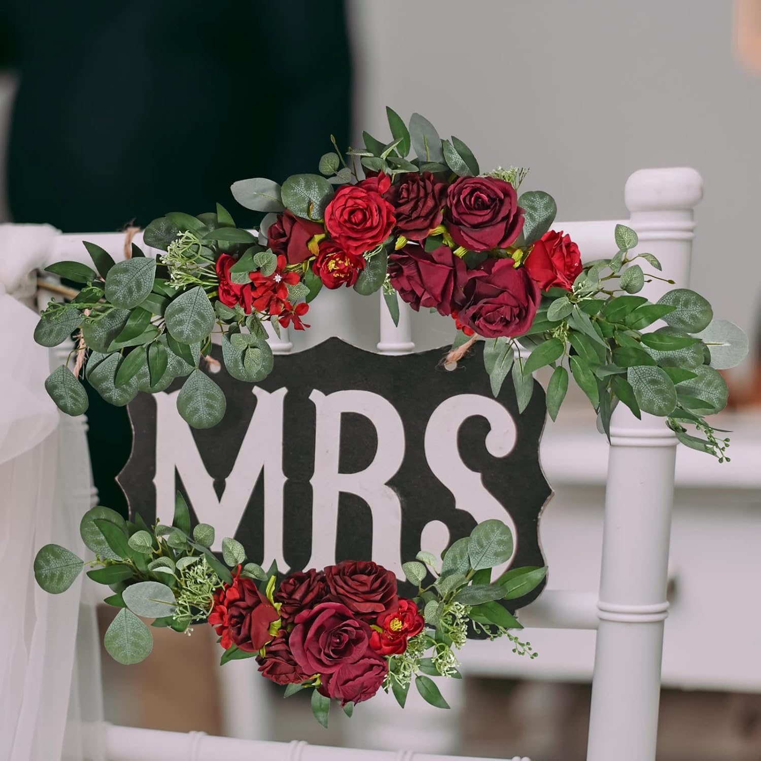 ZMZQ&flw Claret Artificial Flower Arch Swag Set for Wedding Welcome Signs Decorations and Wedding Reception Ceremony Backdrop Sweetheart Table Chair Home Decoration