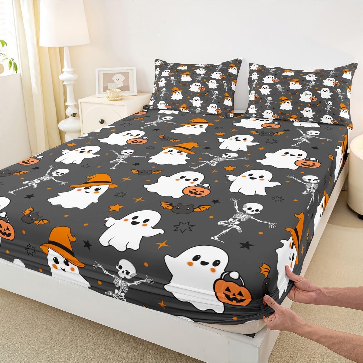 Castle Fairy Watercolor Ghost Fitted Sheet Twin Size, No Flat