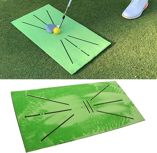 Techson Golf Swing Mat, 12 x 24 inches Golf Hitting Winter Practice Grass Aid Rug Set, Portable Training Supplies for Residential Home Office Outdoor