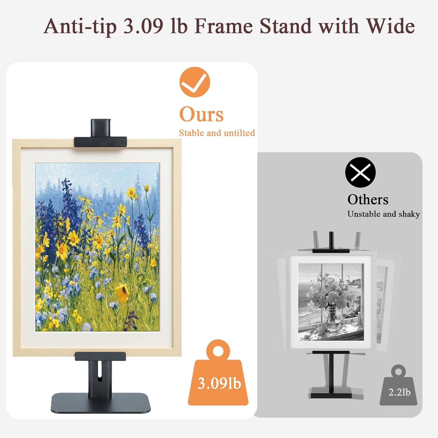 Adjustable Tabletop Easel Stand, Adjustable Metal Picture Frame Holder Stand for Display Up to 24" H, Desktop Art Display Stand for Painting, Photos, Canvas, Signs, Books