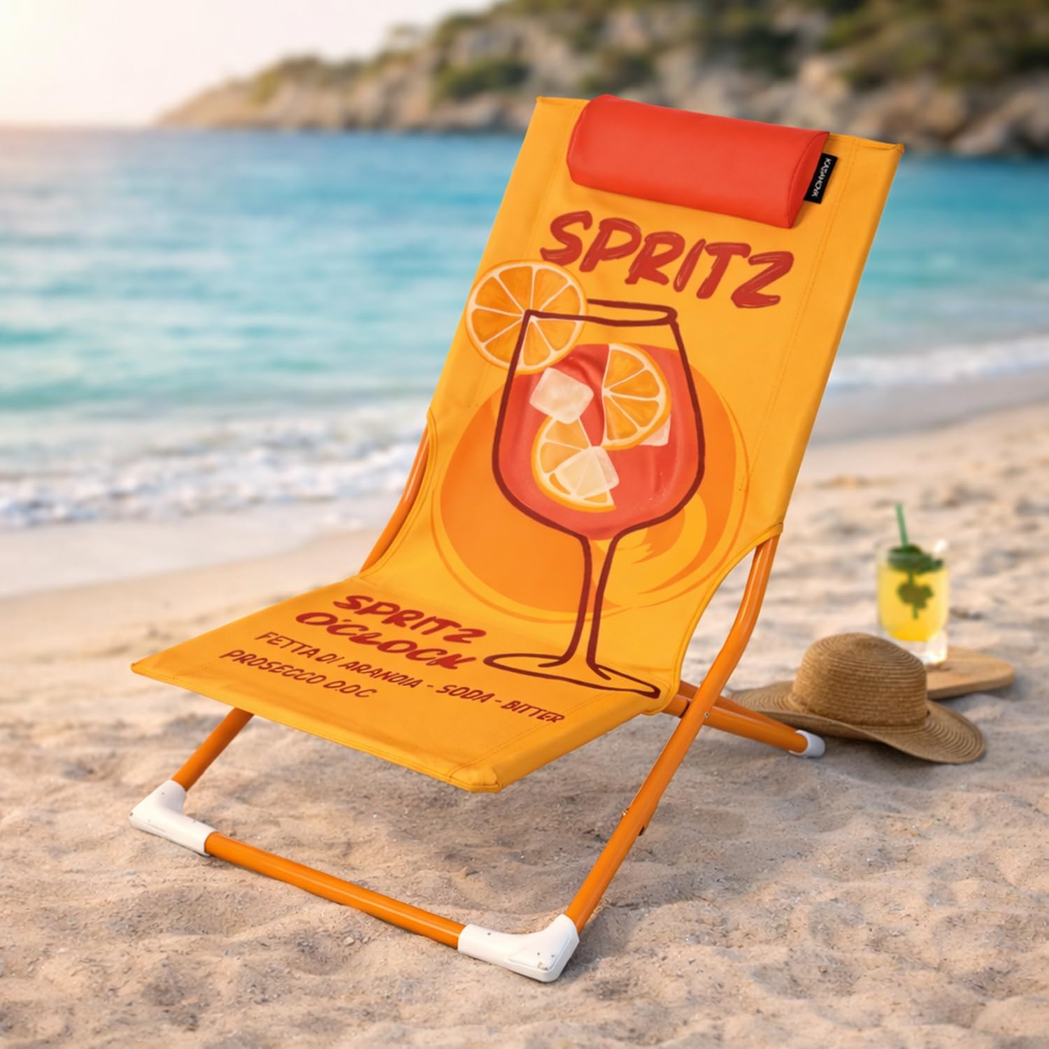 KASANOVA Spiaggina klappbarer Stuhl Spritz mit Kopfstütze