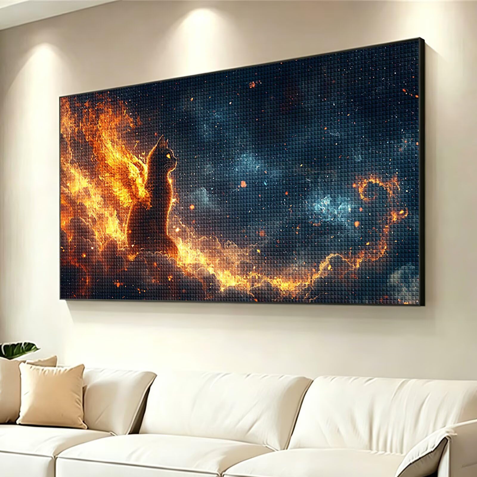 Diamond Painting Grande 200x100cm Animal Diamond Painting Adultos, DIY Gato Pintura de Diamante Manualidades Adultos, 5D Cuadrado Rhinestone Bordado Punto de Cruz para Home Decoration Regalo 0J-151