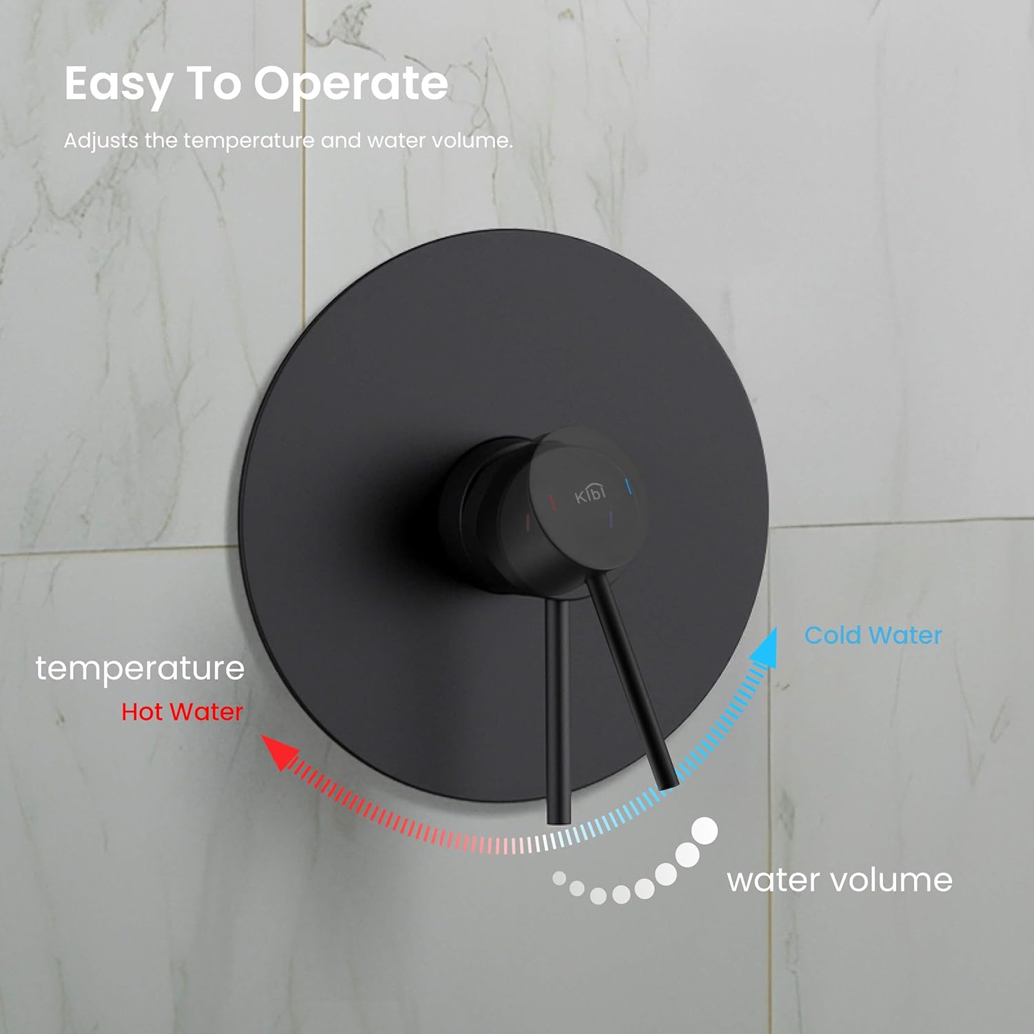 KIBI Circular Wall Mounted Rain Shower Column | 2-Function Shower Faucet System with Rough-In Valve | Solid Brass Construction for Reliable Water Flow and Temperature Control (Matte Black, KSC403)