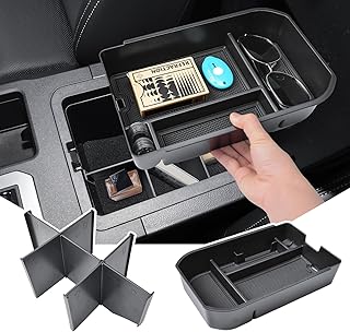 2PCS Center Console Organizer for 2024-2026 Toyota Land Cruiser | 1958/LC250/Prado Compatible, Armrest Storage Box & Insert Divider, Double-Layer Storage, NOT For Cool Box