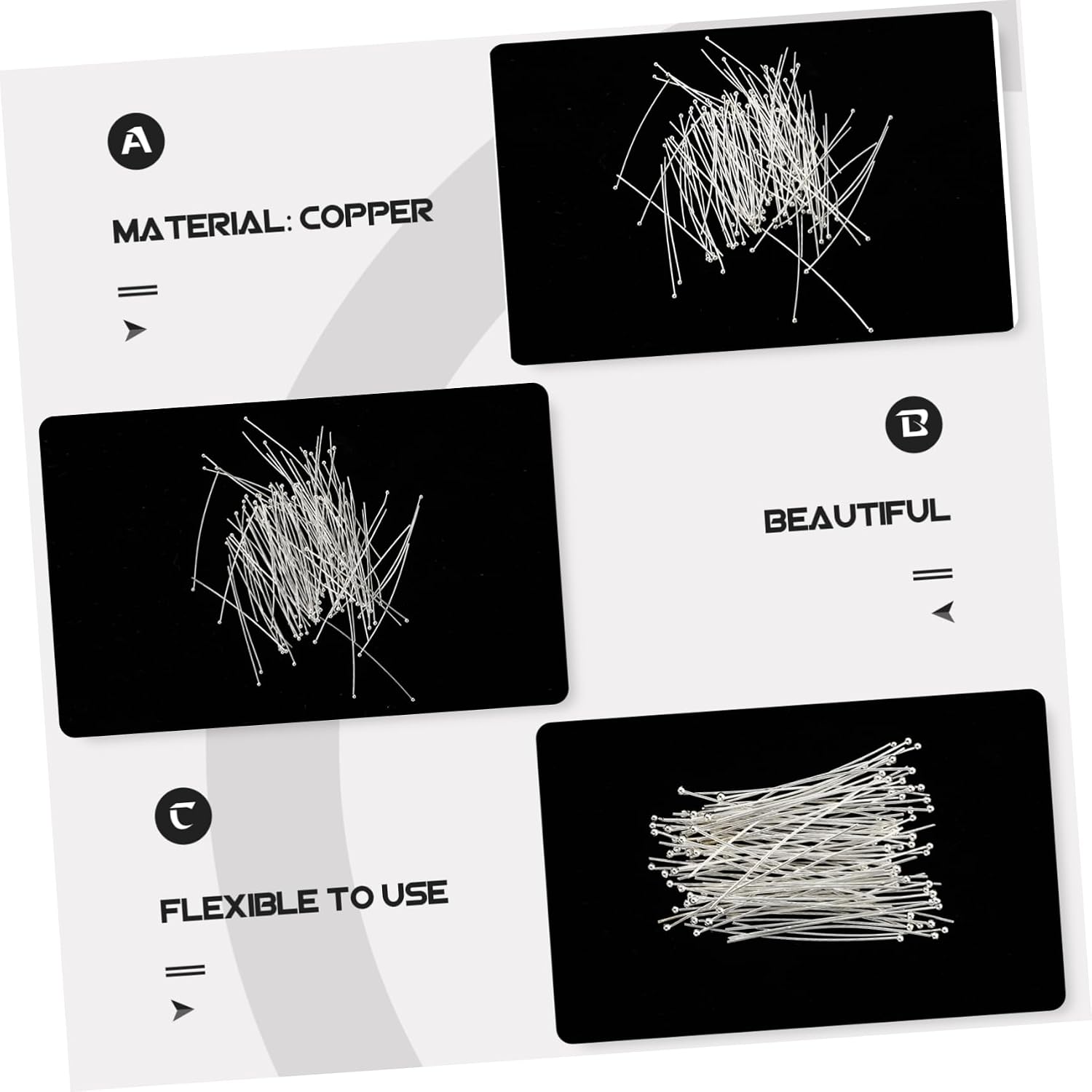 DOITOOL 600pcs Copper for Jewelry Making Thick for Earring and Bead Chain Crafts and Lightweight Handicraft Supplies
