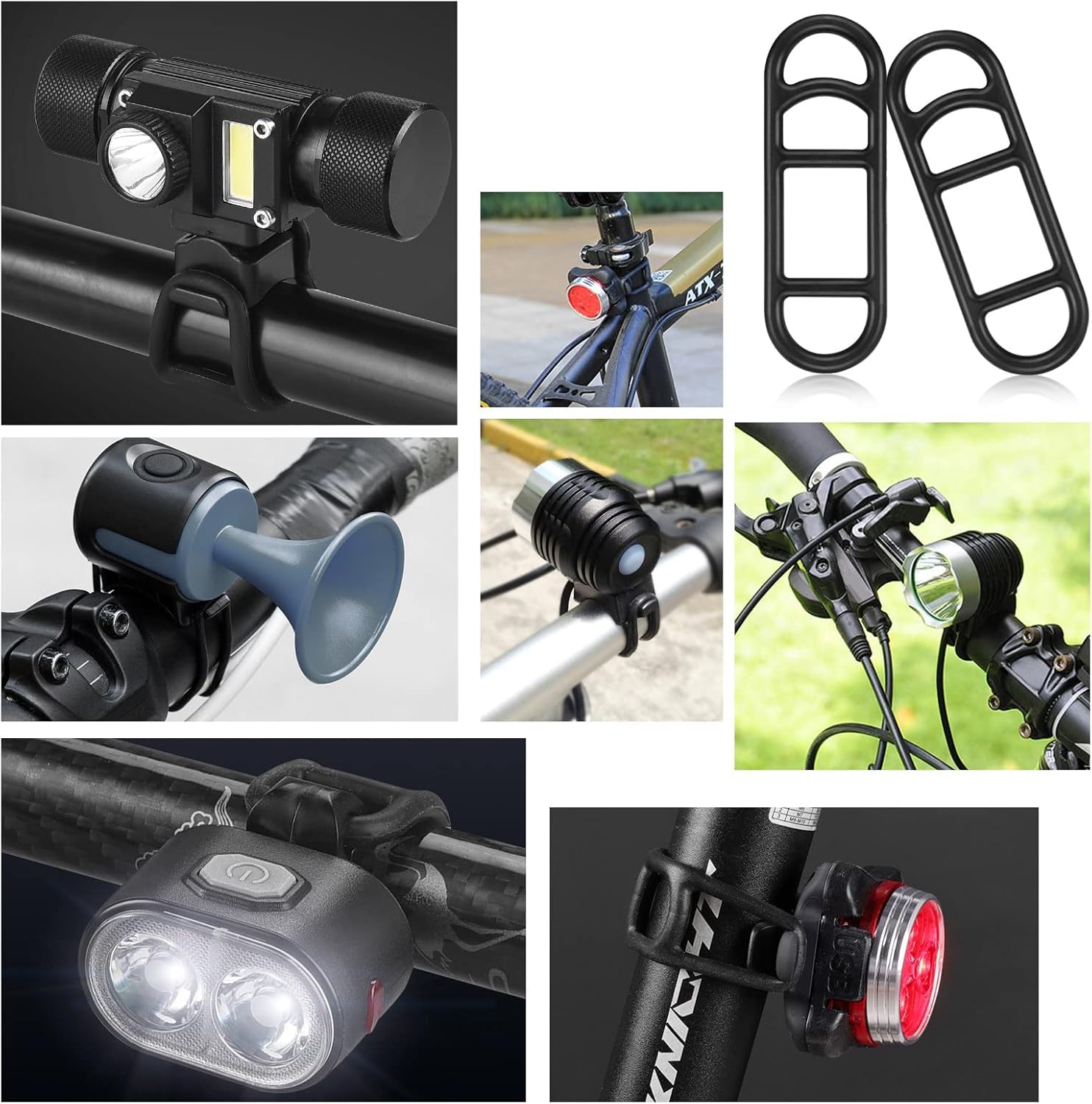SSHUIKKAI 10 Stück Fahrradlicht Gummiband, Silikonband für Fahrradleuchten, Fahrrad Silikonband, für Taschenlampe LED Fahrradlicht(Schwarz) Sport & Freizeit