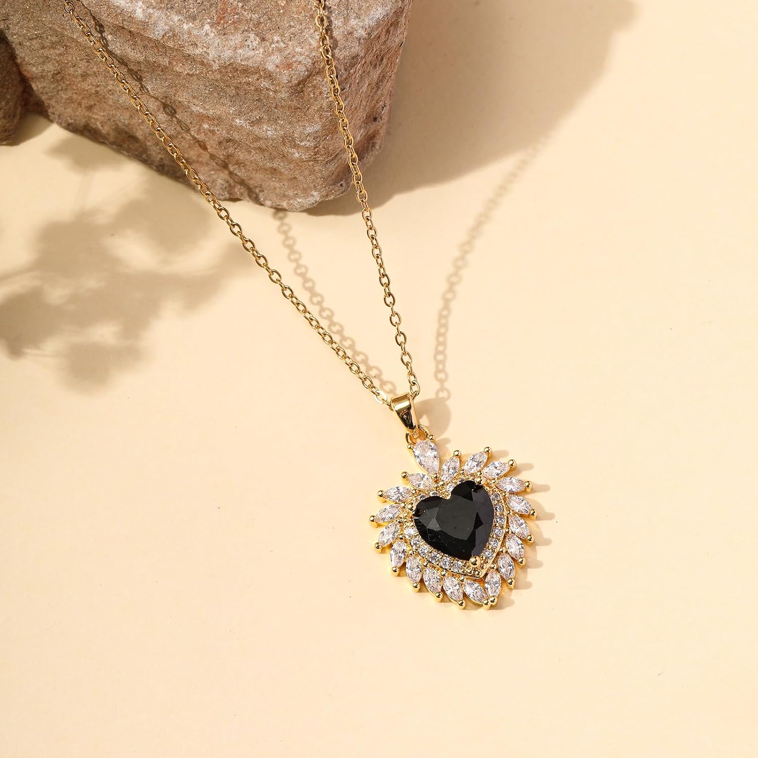 Crystal Heart Pendant Necklace, Gold Plated Chain, Zirconia Ears Of Wheat Necklaces For Women,Birthday Valentines Day Mothers Day Christmas Gifts - Image 5