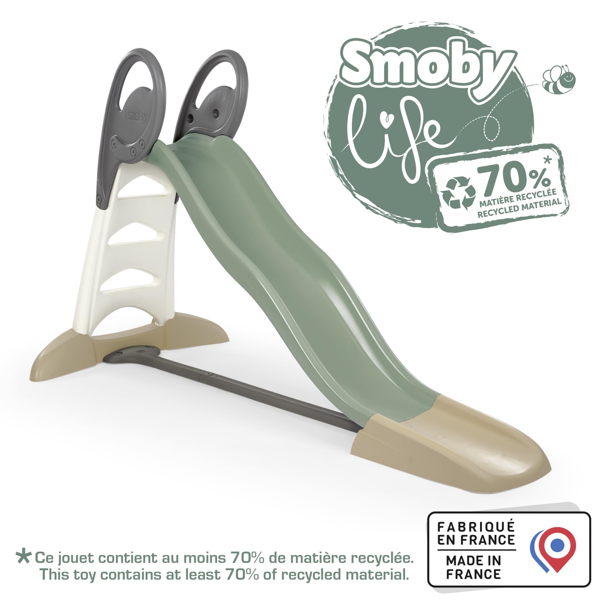 Smoby Life, Scivolo Green a doppia onda per bambini, 7600820303, realizzato in plastica riciclata, a partire dai 3 anni