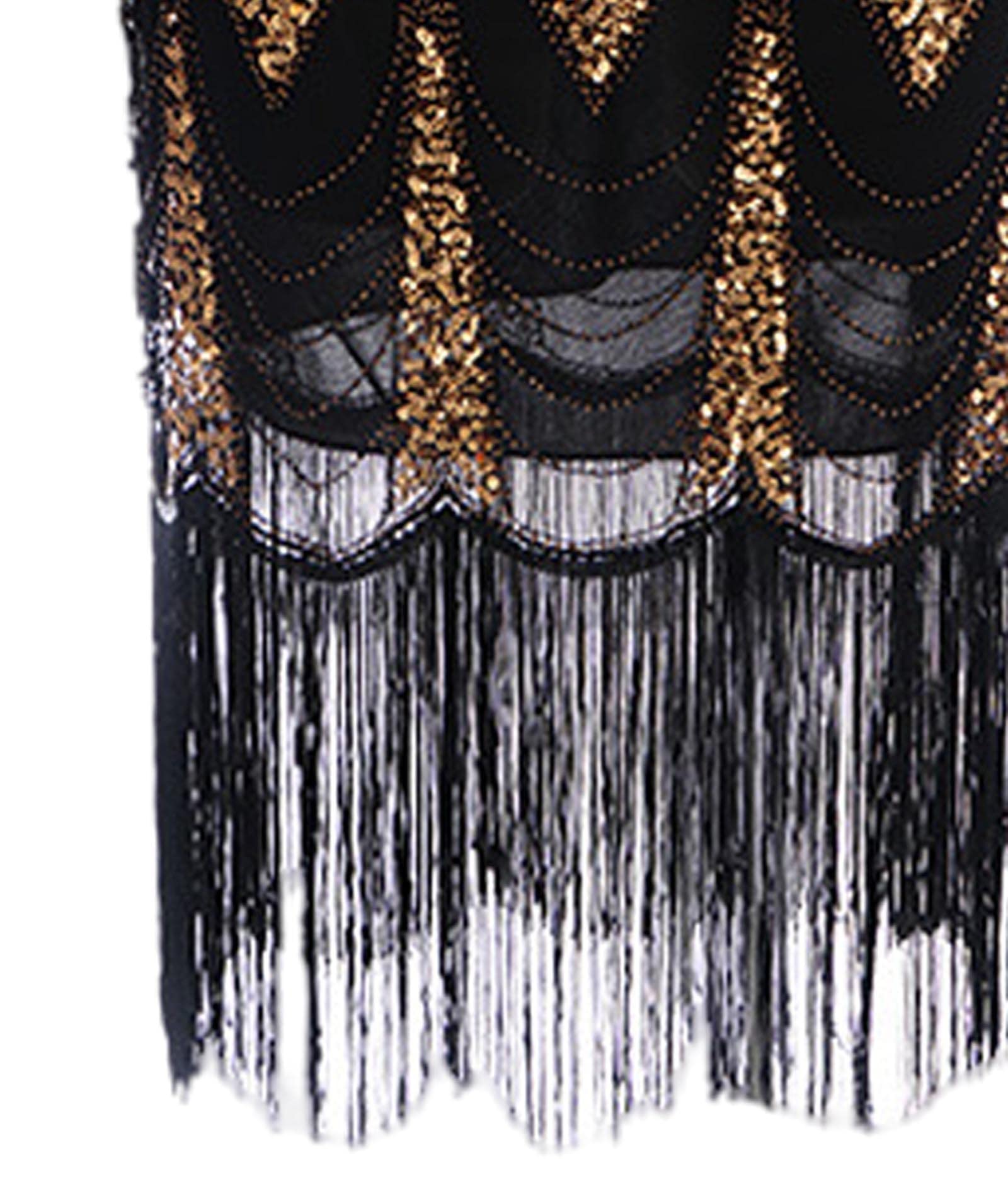 xxxiticat Robe vintage des années 1920 pour femme - Robe à franges Gatsby à paillettes - Ourlet à pompons - Robe de cocktail, de bal de fin d'année, de soirée, de costume