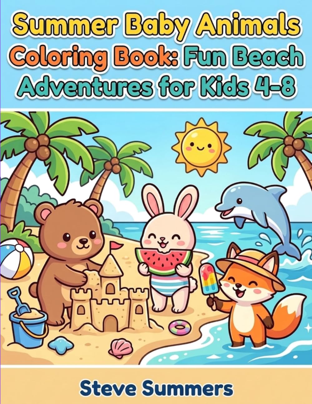 Cute Summer Baby Animals Coloring Book for Kids Ages 4–8