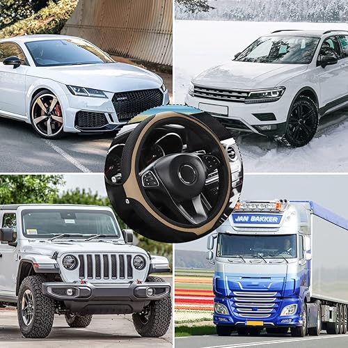Miniatura 6 de Fekey&JF Funda elástica para volante de automóvil, elástica, antideslizante, transpirable, cálida en invierno fresco en verano, accesorios de