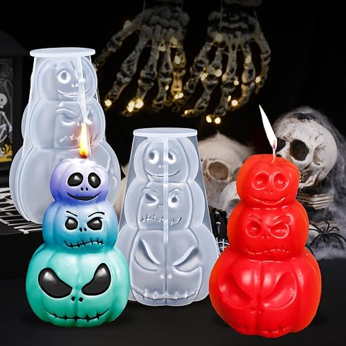 Miniatura 4 de Moldes de velas de calabaza, moldes de silicona 3D de calabaza de Halloween para resina epoxi, fabricación de velas, jabón hecho a mano, fabricación