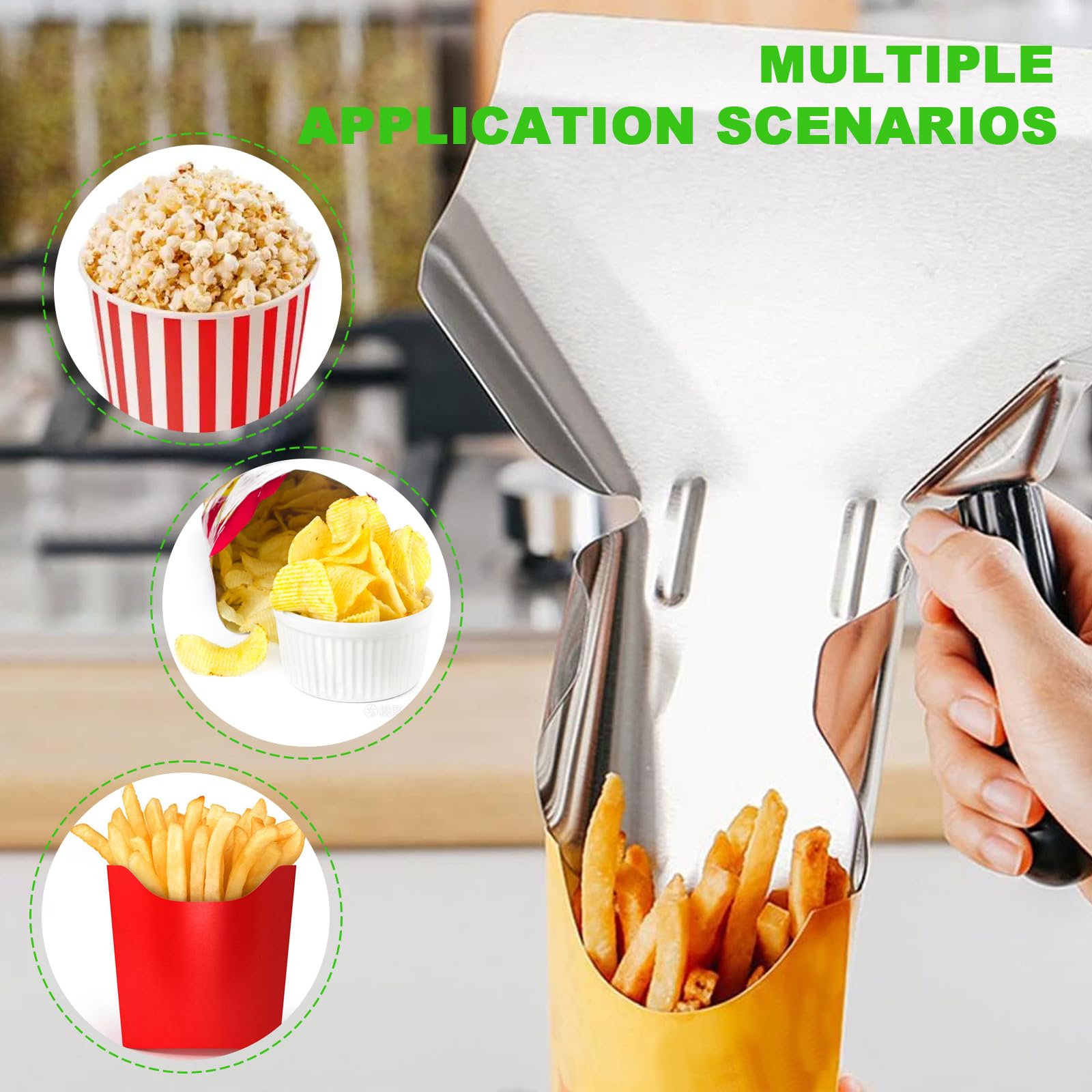 WZYTEU 2 Stk Pommes Schaufeln Edelstahl - Praktische Frites Schaufeln Mit Griff