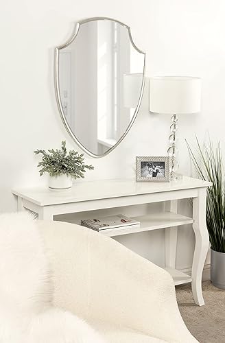 Miniatura 7 de Kate and Laurel Caskill - Espejo de pared tradicional con escudo de 24 x 32 pulgadas, plateado, espejo decorativo y glamoroso con marco en forma de