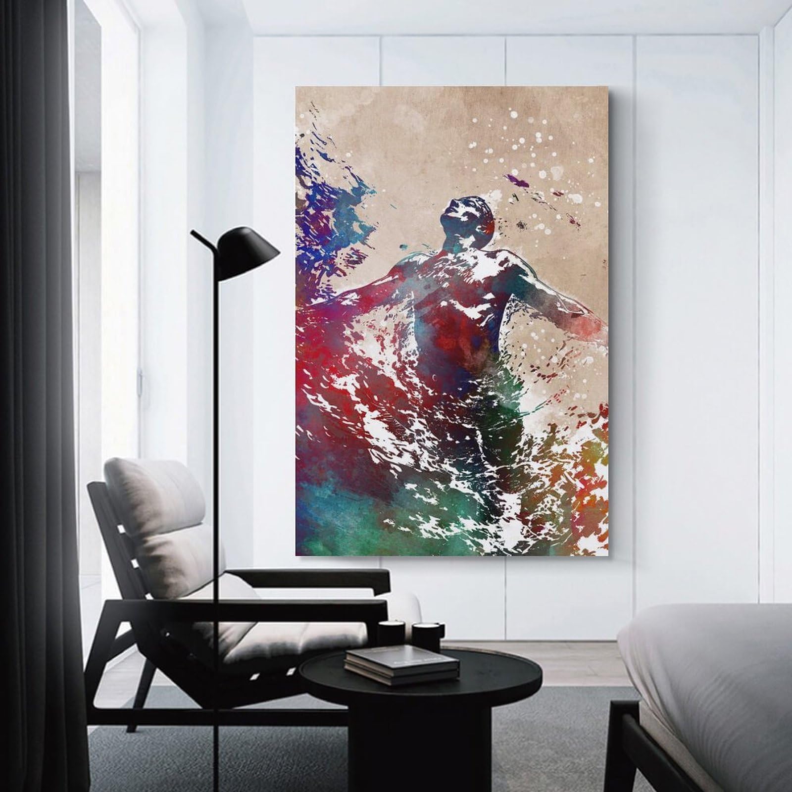Junmoney Swimmer Sport Art Canvas Art Print, 12x18inch(30x45cm), for Home Walls, Creative Rooms Or Shared Spaces, Decorative Artwork with Broad Appeal