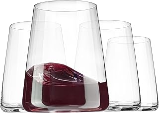 Stemless Wine Glasses (4 Pack - 17 Ounces) German-Made Drinking Glasses Highly Durable, Sleek Glasses for Wine, Red &White...