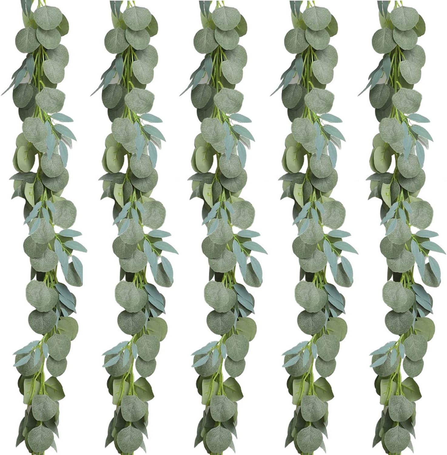 5 Pack Artificial Eucalyptus Garland Plant, Faux Hanging