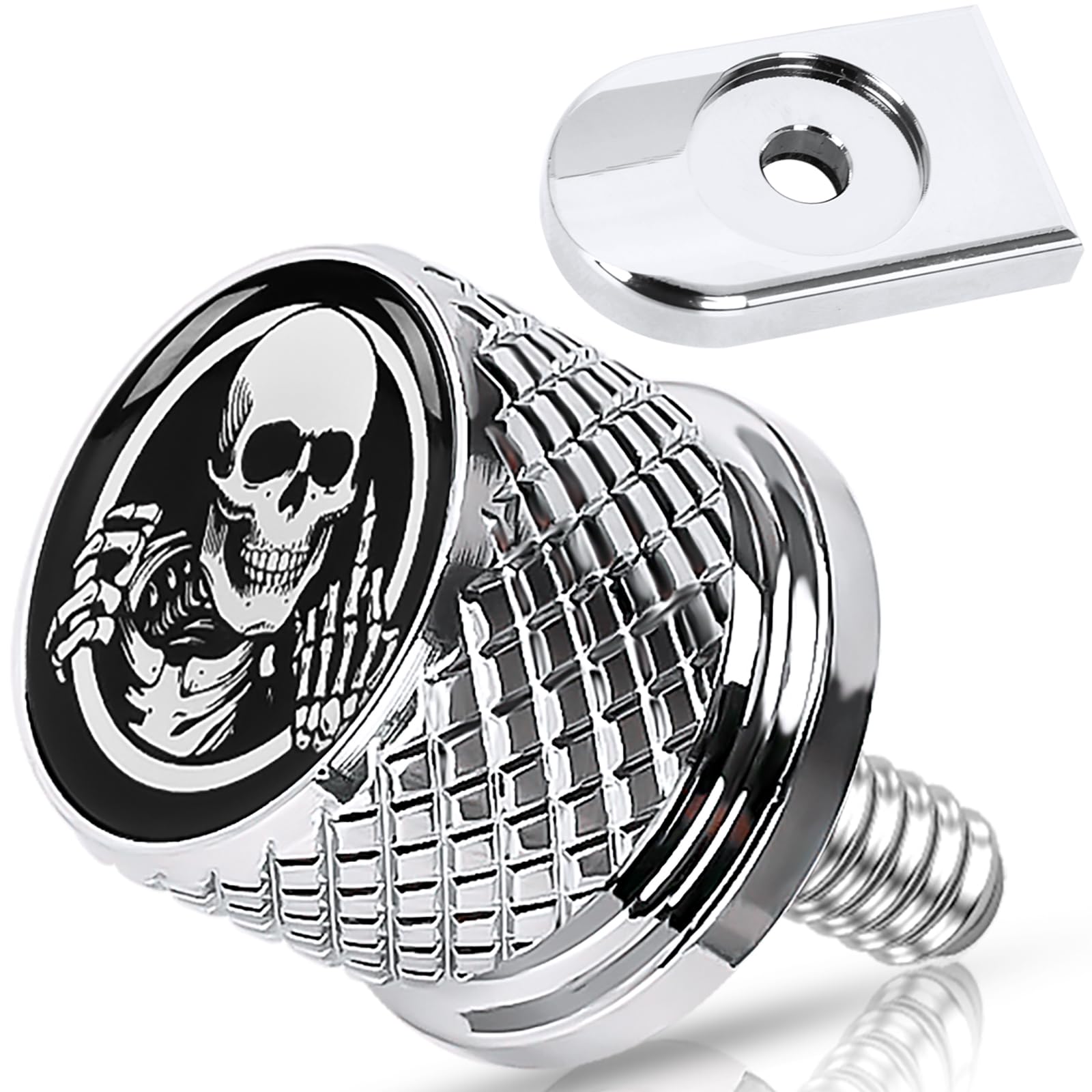 1/4"-20 Thread Stainless Knurled Fender Rear Seat Bolt Screw with Knob Cover Tab Mount Kits Fits for Harley Touring Sportster Softail Dyna CVO Fatbob Electra Glide Street Glide 1996-2025