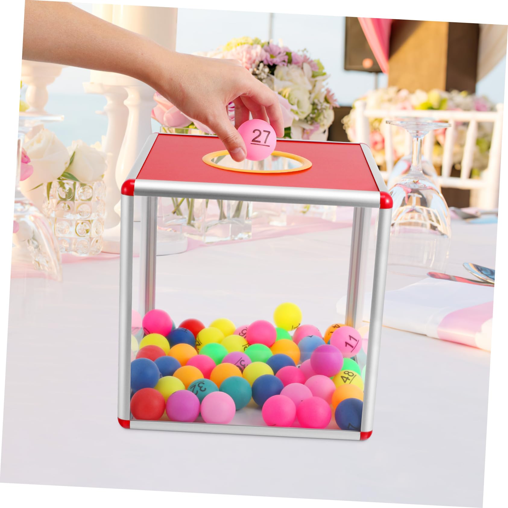Housoutil Boulier Loto Carré en Alliage D'aluminium et Mdf, Boîte de Dons Polyvalente et Portable pour Collecte de Fonds, Événements D'église