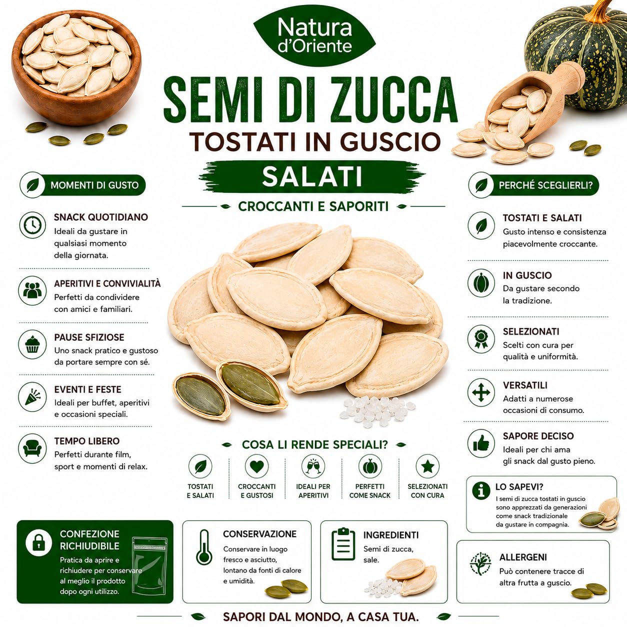 Natura d'Oriente Semillas de Calabaza con Concha 1000 g