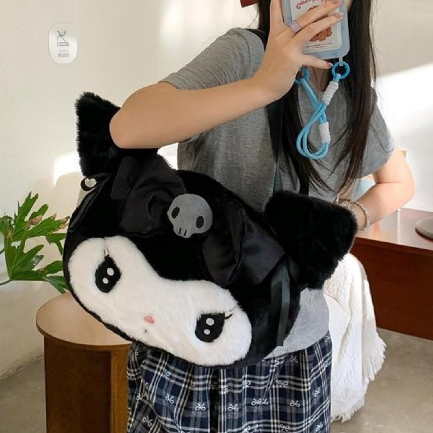 Kawaii Plush Tote Bag for Women – Large Cute Gothic Shoulder Bag Cutecore Fuzzy Aesthetic Sling Purse Y2K Purse Bags