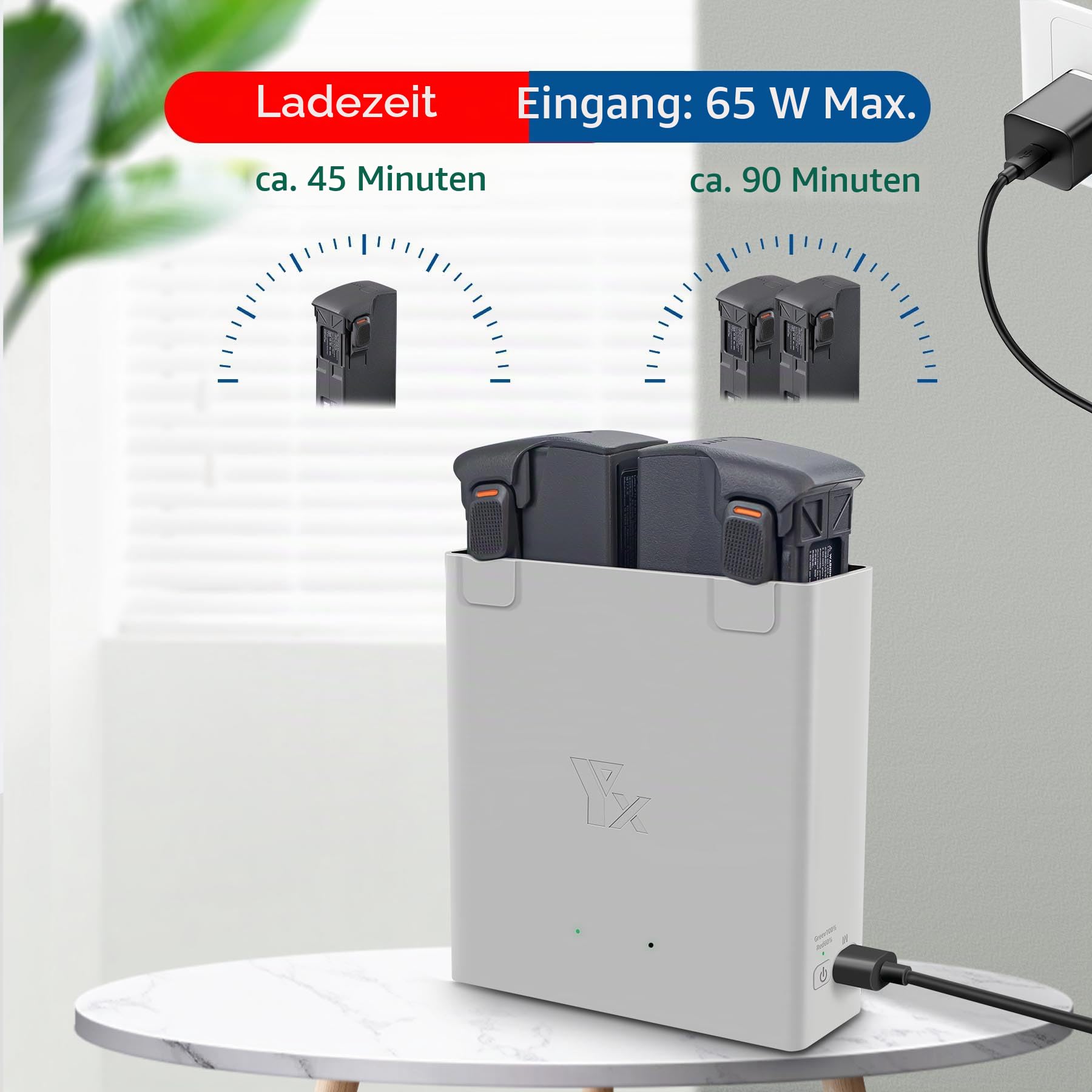 LED Akku Zweiwege-Ladestation für DJI Avata 2 Drohne, Ladegerät Charger Hub Zubehör